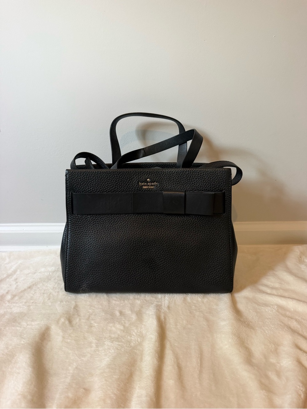 kate spade Black Leather Bow-Detail Satchel